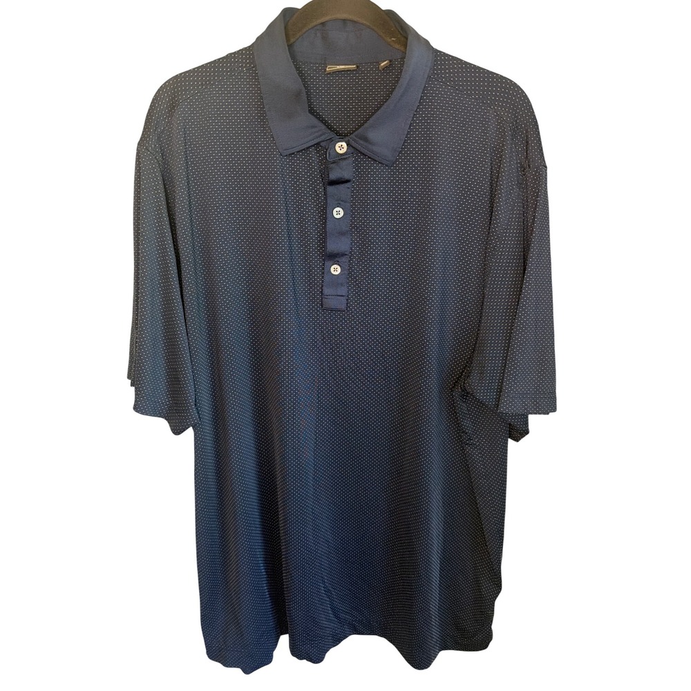 FootJoy FJ ProDry Golf Polo Shirt Mens 2XL Navy Blue Micro Dot Short Sleeve